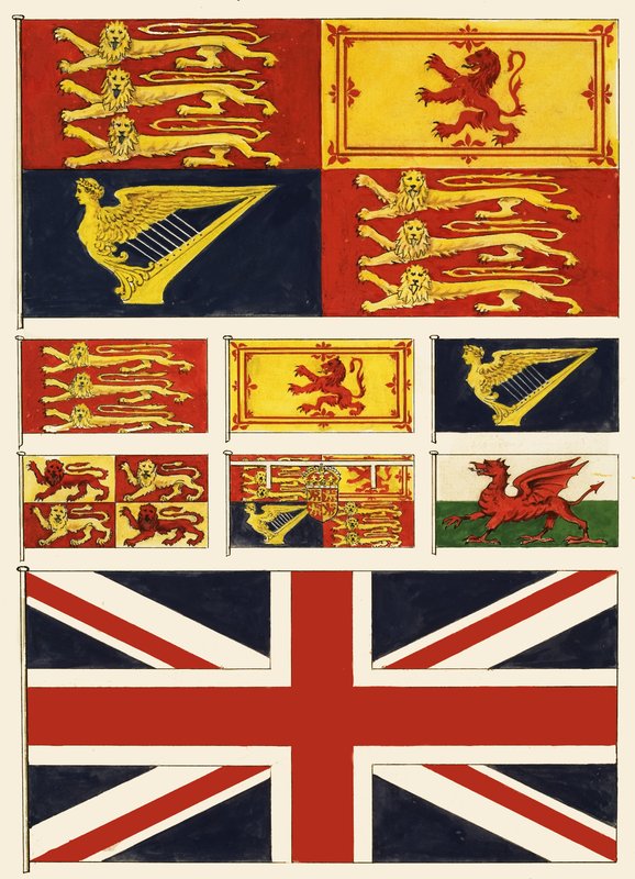 Noen flagg fra Storbritannia av English School