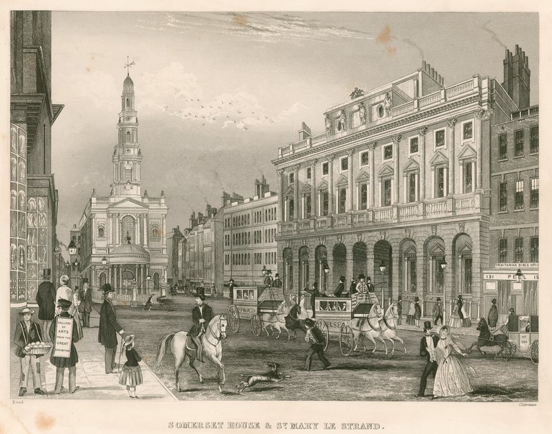 Somerset House og St Mary-le-Strand, The Strand, London av English School