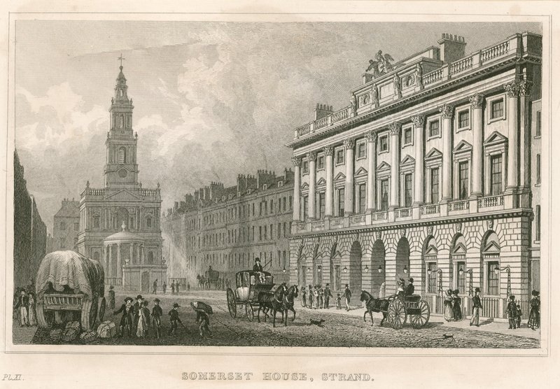 Somerset House og St Mary-le-Strand, The Strand, London av English School