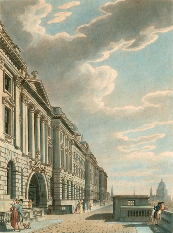 Somerset Terrace langs Themsen, Somerset House, The Strand, London av English School