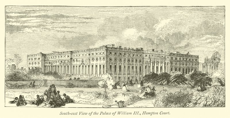 Sørøst utsikt over palasset til William III, Hampton Court av English School