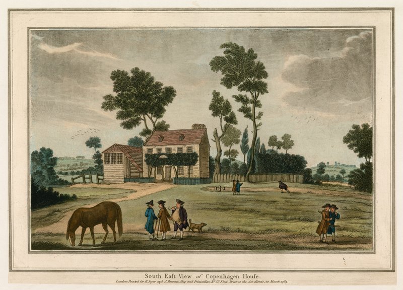 Sørøst utsikt over Copenhagen House, London av English School
