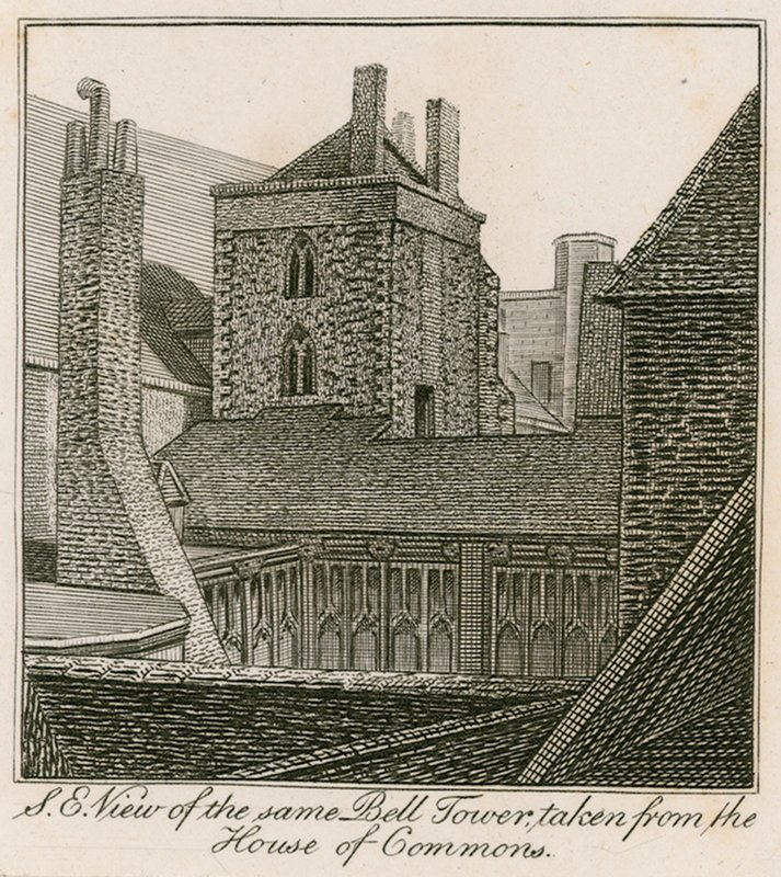 Sørøst-utsikt over klokketårnet, St Stephens Chapel, tatt fra Underhuset av English School