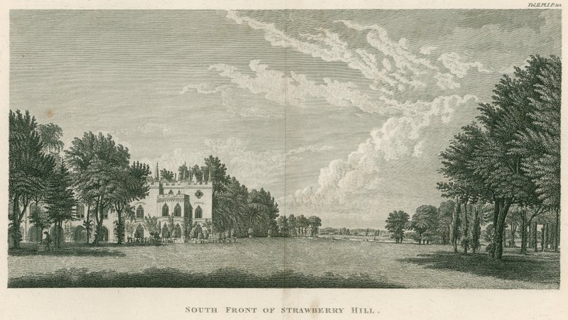 Sørfronten av Strawberry Hill, Twickenham, London av English School