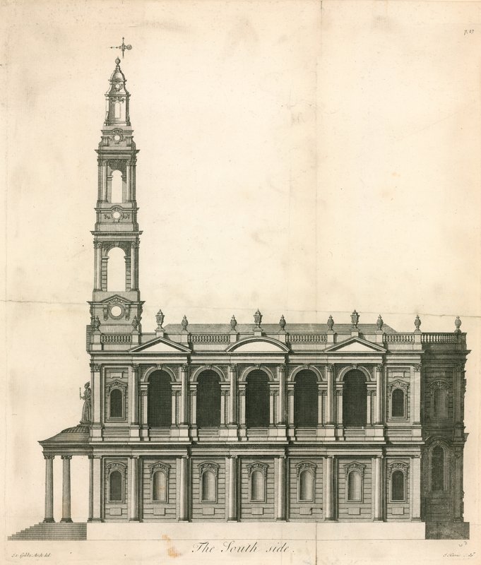 Sørsiden av St Mary-Le-Strand, Strand, London av English School