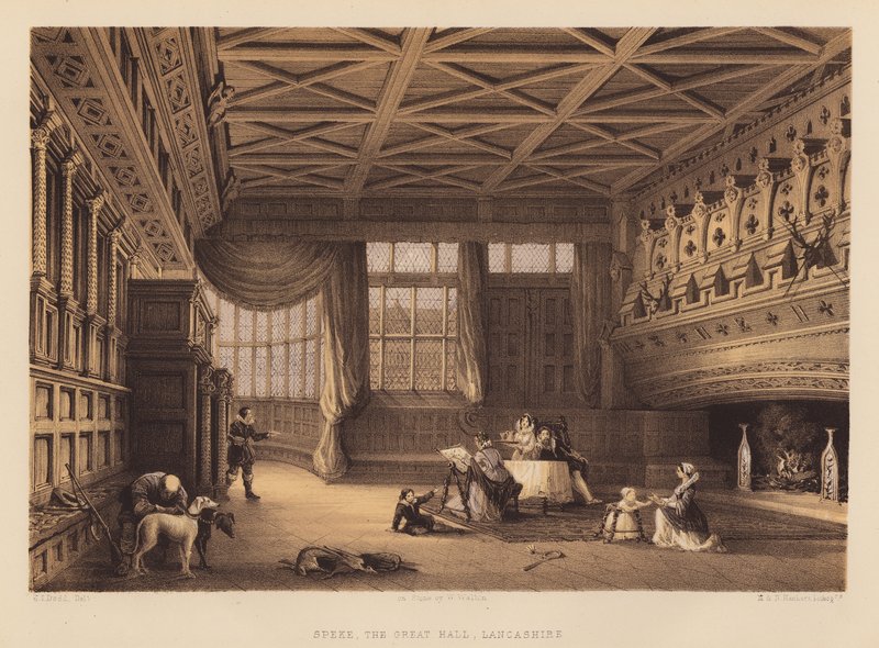 Speke, Great Hall, Lancashire (akvatint) av English School