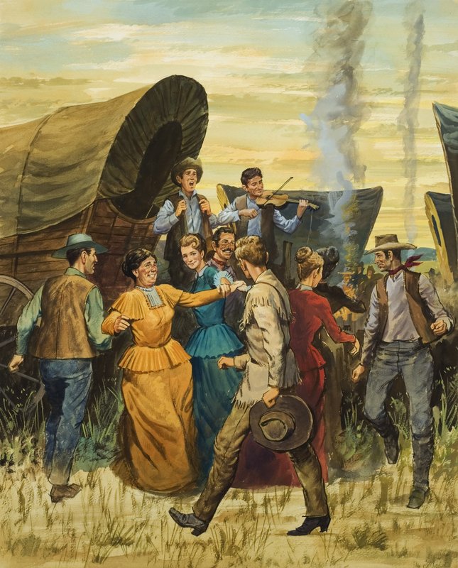 Square Dance (gouache på papir) av English School