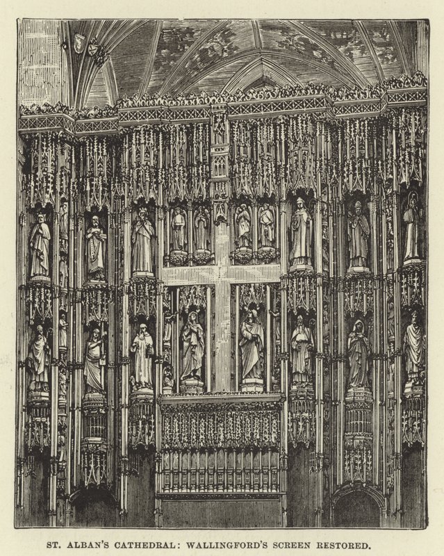 St Albans Cathedral, Wallingfords skjerm restaurert av English School