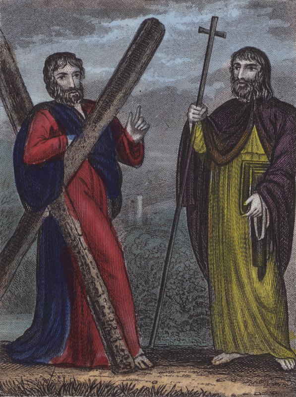 St Andrew, St Philip (farget gravering) av English School