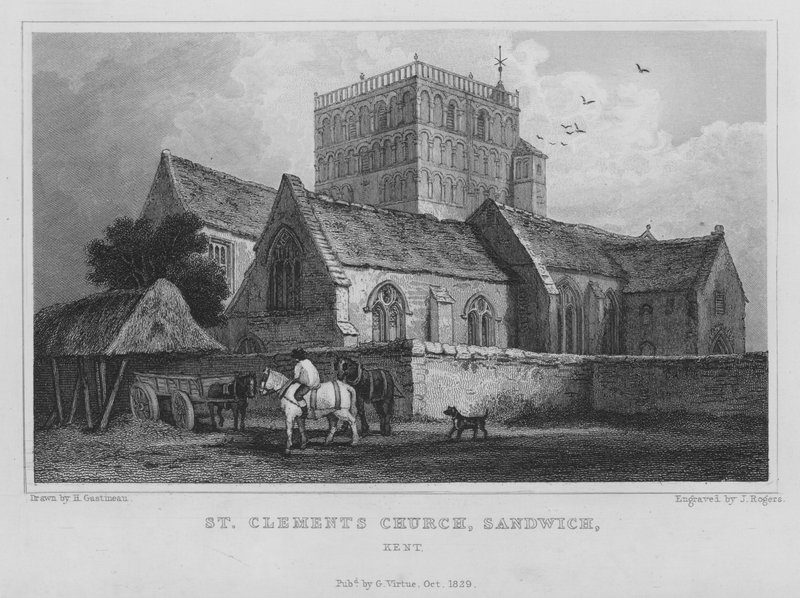 St. Clements kirke, Sandwich, Kent (gravering) av English School