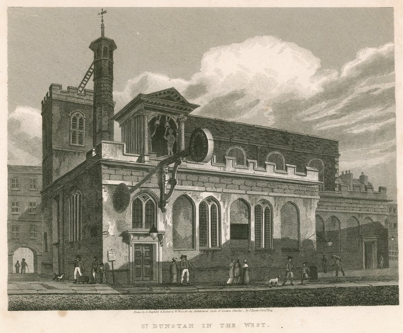 St Dunstan i vest; St Dunstans kirke, Fleet Street, London av English School