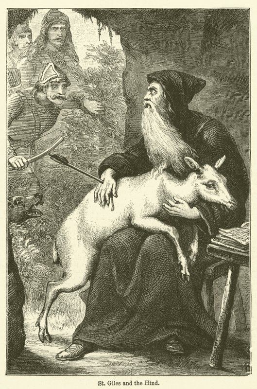 St. Giles og hinden (gravering) av English School