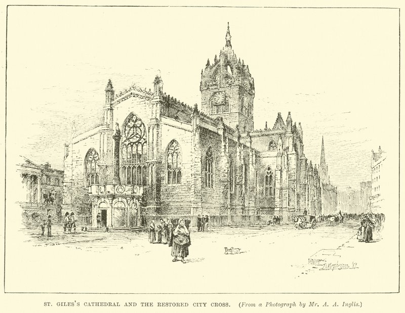 St Giles Cathedral og det restaurerte City Cross av English School
