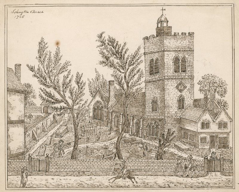 St Marys (gammel kirke), Islington (blekk på papir) av English School