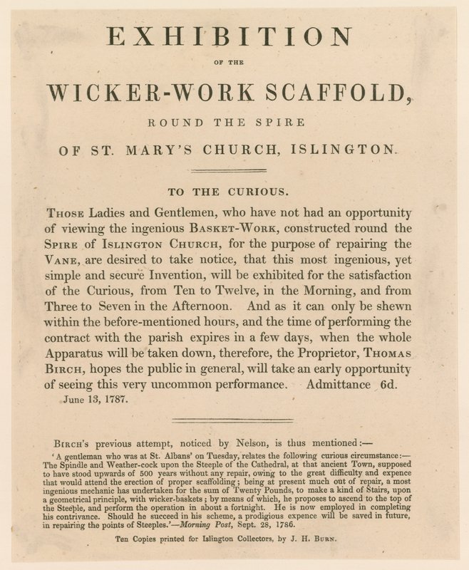 St Marys Church, Islington (gammel kirke). Utstilling av fletteverkstillaset av English School