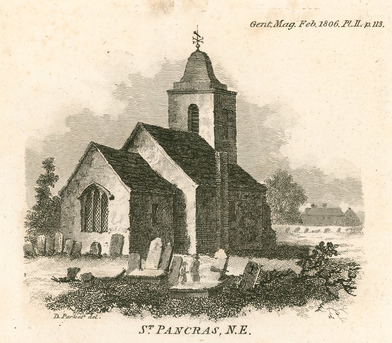St Pancras Church, London; utsikt mot nord øst av English School