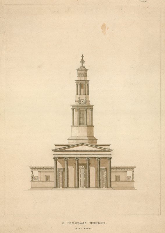 St Pancras Church, London; vestfronten av English School