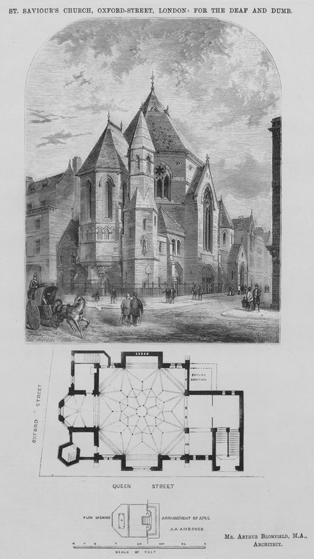 St Saviour's Church, Oxford Street, London, for døve og stumme (gravering) av English School