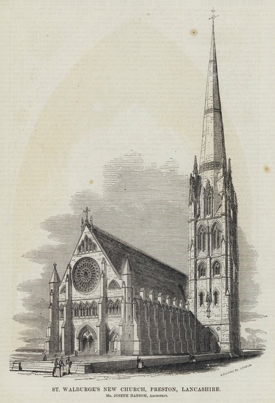St Walburge's New Church, Preston, Lancashire (gravering) av English School