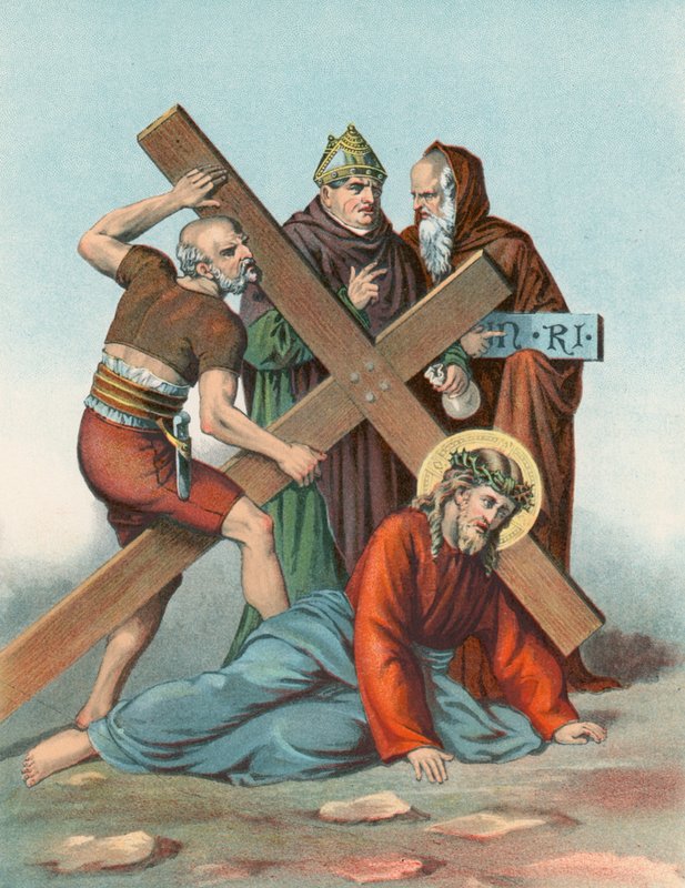 Stasjon IX Jesus faller under korset for tredje gang av English School