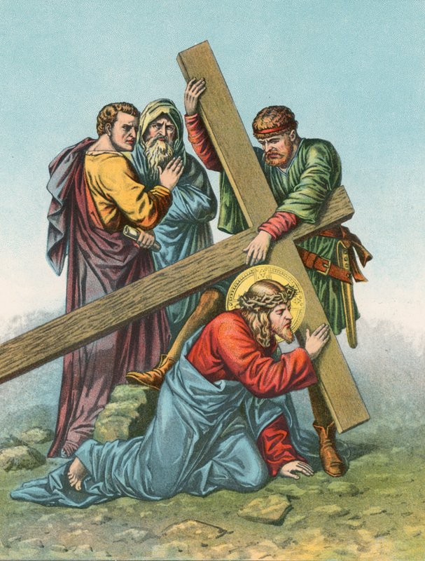 Stasjon VII Jesus faller under korset andre gang av English School