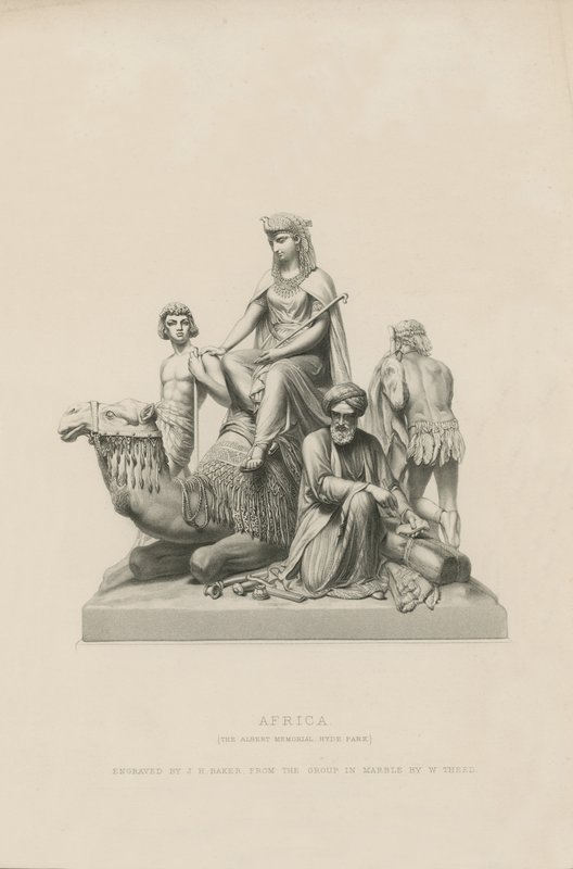 Statue som viser Afrika som pryder Albert-minnesmerket av English School