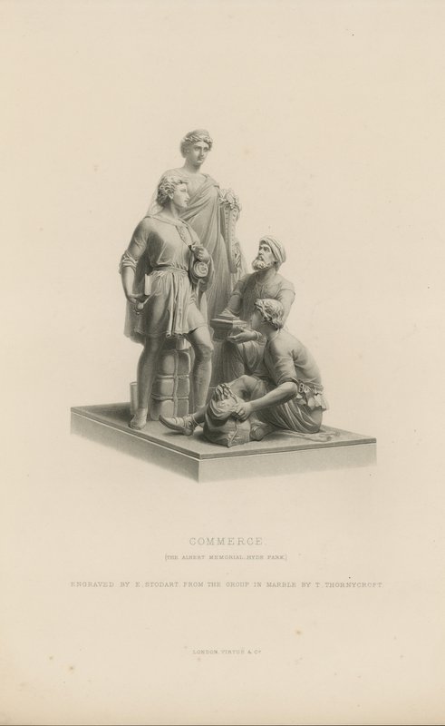 Statue som viser Commerce som pryder Albert-minnesmerket av English School