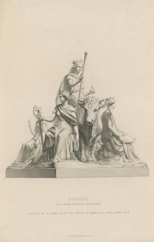 Statue som viser Europa som pryder Albert-minnesmerket av English School