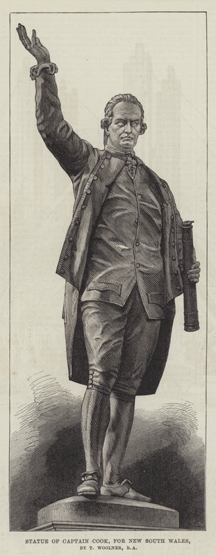 Statue av Captain Cook, for New South Wales, av T Woolner, RA (gravering) av English School