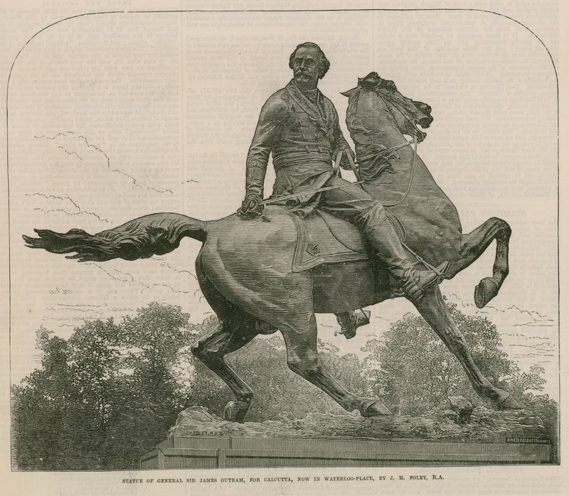 Statue av general Sir James Outram, for Calcutta, nå i Waterloo Place av English School