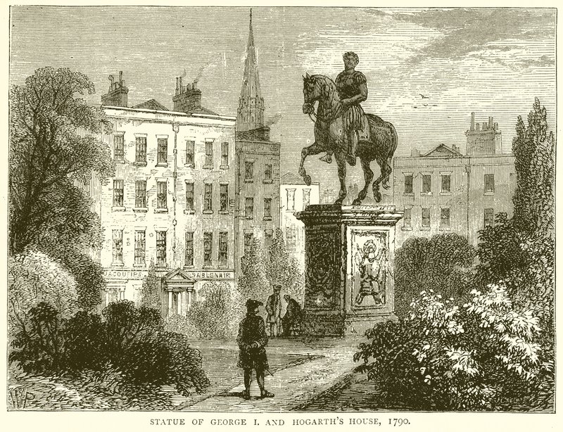 Statue av George I. og Hogarths House av English School