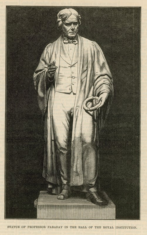 Statue av professor Faraday i hallen til Royal Institution av English School