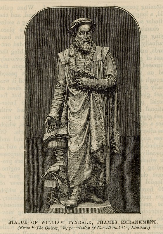 Statue av William Tyndale på Themsen av English School