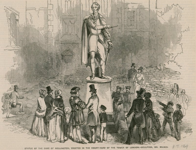 Statue av hertugen av Wellington, reist på gårdsplassen til Tower of London av English School