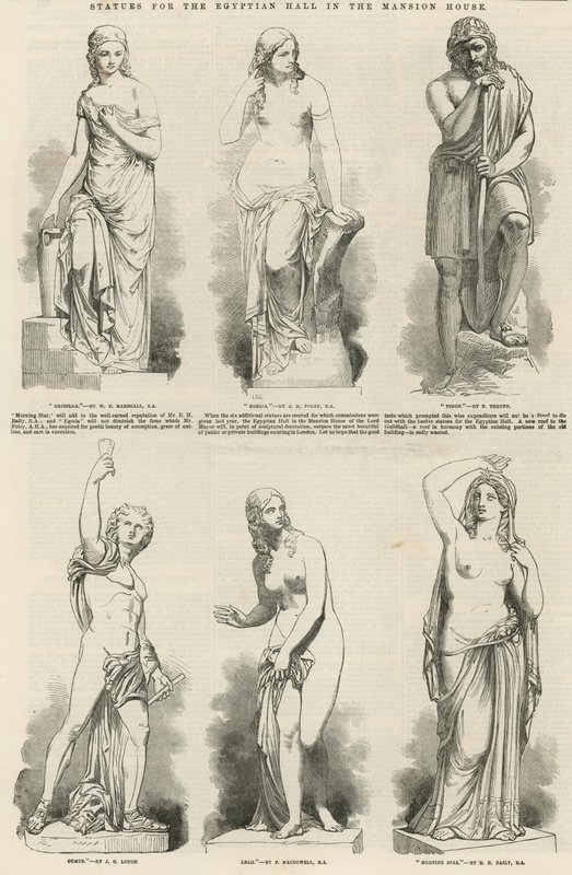 Statuer for den egyptiske hallen i Mansion House av English School