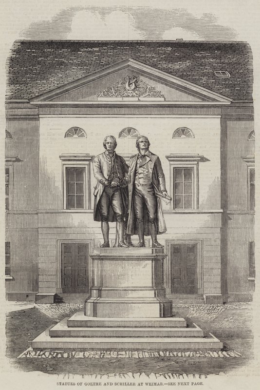 Statuer av Goethe og Schiller ved Weimar (gravering) av English School