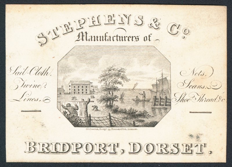 Stephens & Co, produsenter av seilduk, nett, hyssing, linjer og skotråd, handelskort av English School