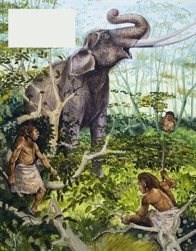 Steinaldermann og elefant av English School