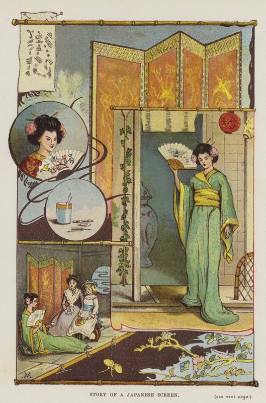 Historien om en japansk skjerm (fargelitho) av English School