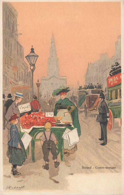 Strand, London, koster-monger av English School