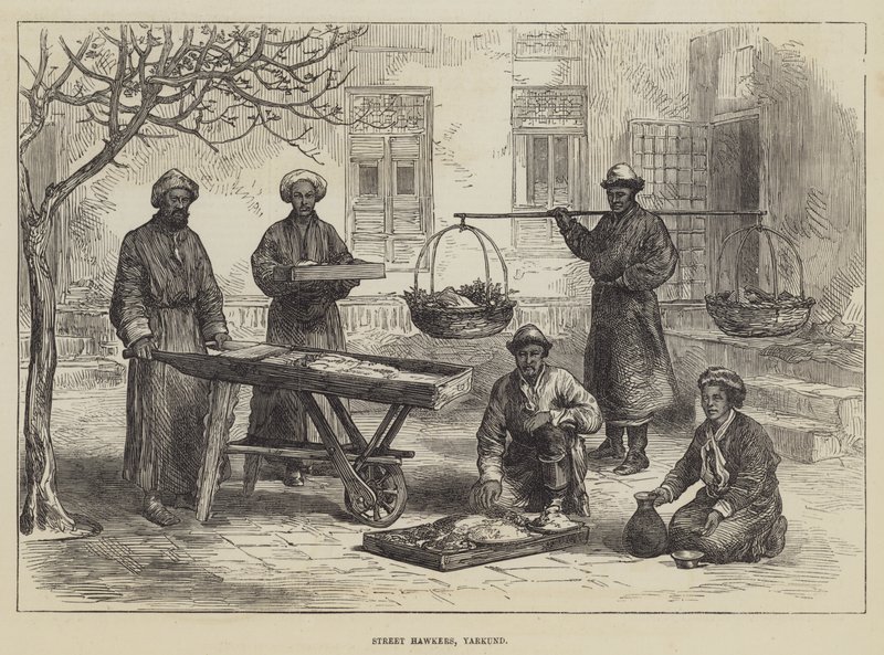 Street Hawkers, Yarkund (gravering) av English School