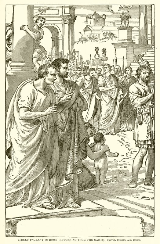Gatekonkurranse i Roma - vender tilbake fra lekene. - Brutus, Cassius og Cæsar av English School