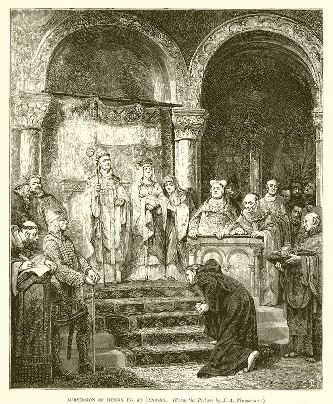 Innlevering av Henry IV på Canossa av English School