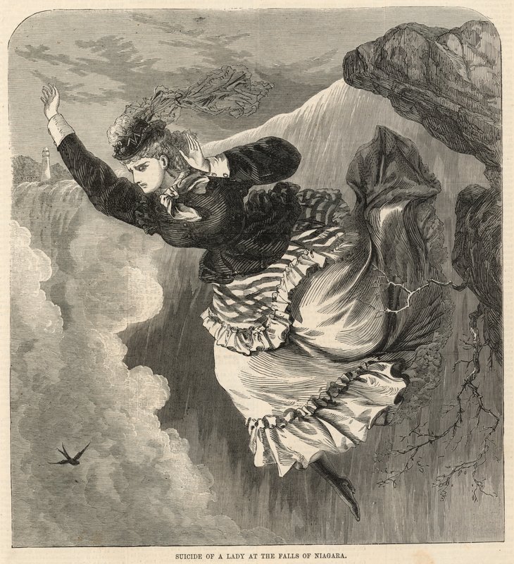 Selvmord av en dame ved Niagara-fossen av English School