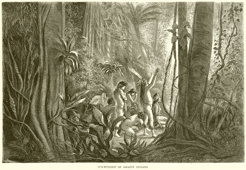 Sol-tilbedelse av Amazonas-indianere av English School