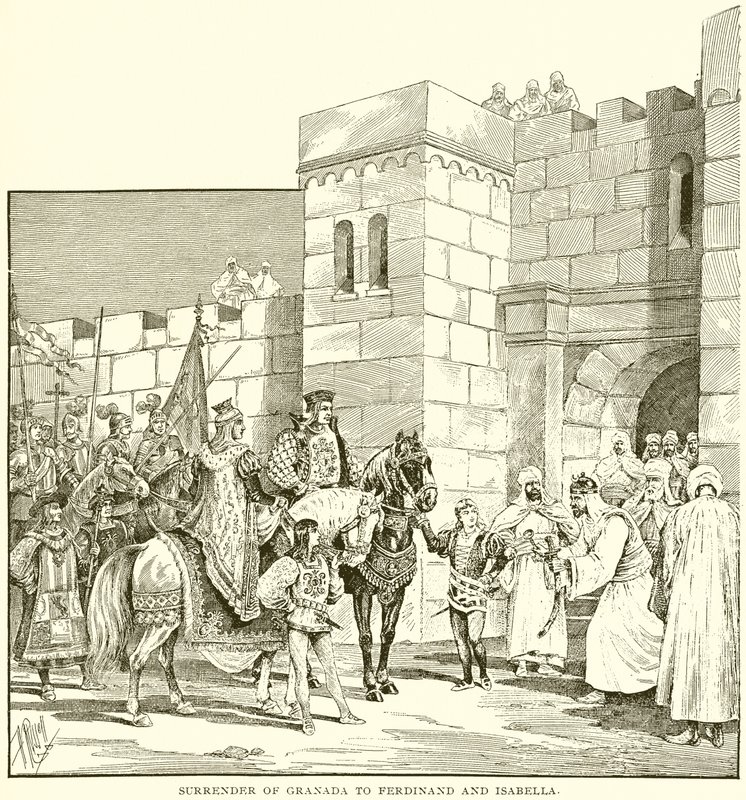 Overgivelse av Granada til Ferdinand og Isabella av English School