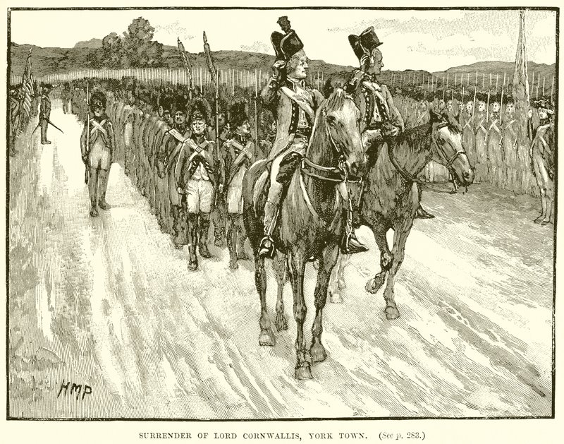 Overgivelse av Lord Cornwallis, Yorktown av English School