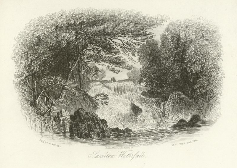 Swallow Waterfall, nær Betws-y-Coed, Nord-Wales av English School