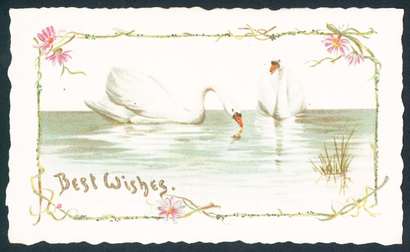 Swans on Lake, julekort av English School
