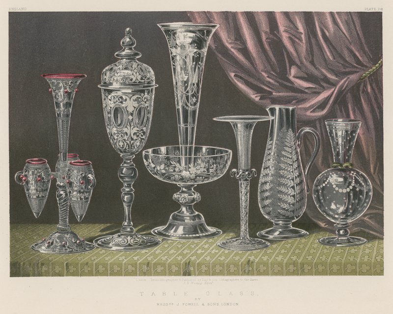 Bordglass av Mrs J Powell and Sons, London av English School